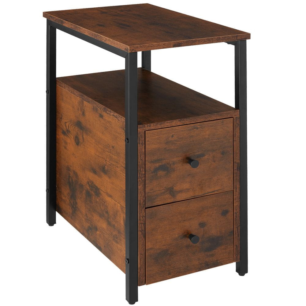 tectake Nočný stolík Tullamore 49,5x30x61,5cm - Industrial tmavé drevo